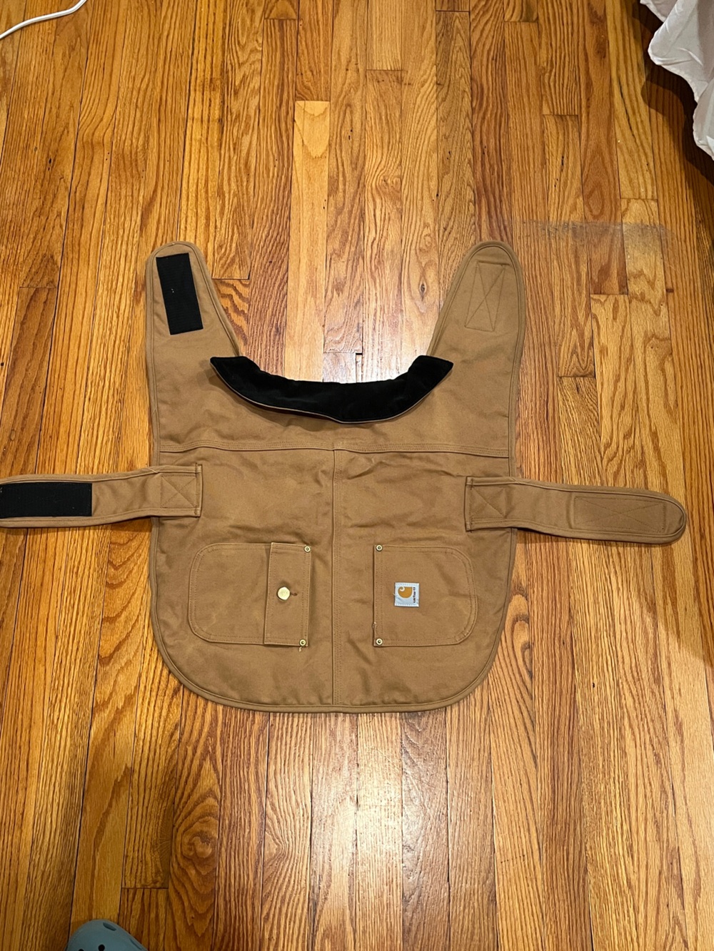 Carhartt Brown Canvas Work Utility Vest with Black Collar
